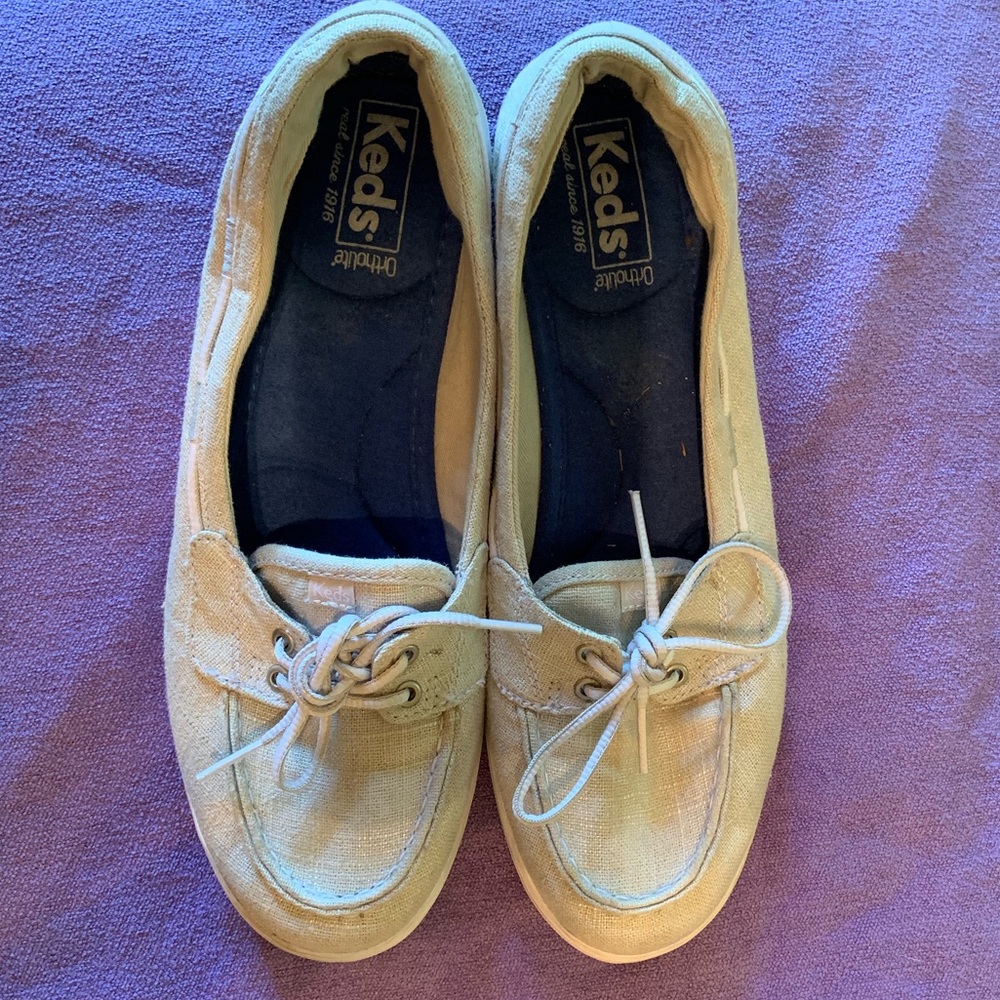 Keds Silver Metallic Boat Shoes Sz 10